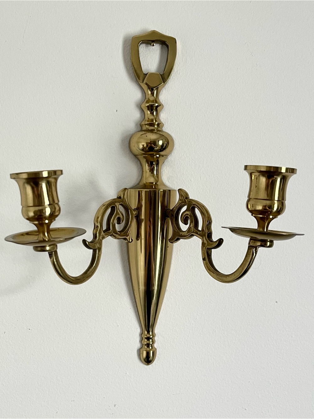 Brass Two-Arm Wall Sconce Candle Holder